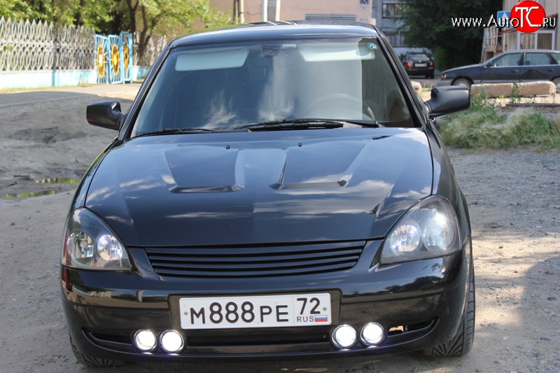 859 р. Изменённая решётка Double Light Style с вырезами на передний бампер автомобиля Лада Приора 2170 седан дорестайлинг (2007-2014) (Неокрашенная)