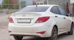2 599 р. Лип спойлер Кураж средний  Hyundai Solaris  1 седан (2014-2017) (Неокрашенный). Увеличить фотографию 1