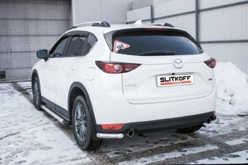 Защита заднего бампера Slitkoff (Ø 57 мм, уголки) Mazda (Мазда) CX-5 (ЦХ-5)  KF (2016-2024) KF  (Нержавеющая сталь)