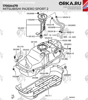 19 499 р. Бак топливный BAKPLAST (70 л., пластиковый)  Mitsubishi Pajero Sport ( 2 PB,  3 PB) (2008-2017). Увеличить фотографию 4