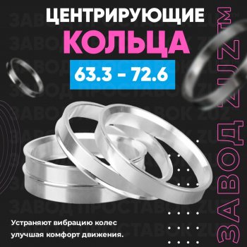 Алюминиевое центровочное кольцо (4 шт) ЗУЗ 63.3 x 72.6 Volvo XC70 дорестайлинг (2007-2013) 