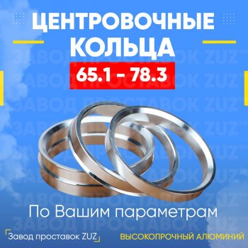 Алюминиевое центровочное кольцо (4 шт) ЗУЗ 65.1 x 78.3 CITROEN C3 Picasso дорестайлинг (2008-2012) 