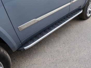 Пороги алюминиевые с пластиковой накладкой ТСС Тюнинг Cadillac (Кадиллак) Escalade (Эскалайд)  GMTK2 джип 5 дв. (2015-2020) GMTK2 джип 5 дв. короткая база