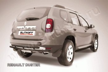4 999 р. Защита задняя Slitkoff  Renault Duster  HS (2010-2015) (Цвет: серебристый). Увеличить фотографию 1