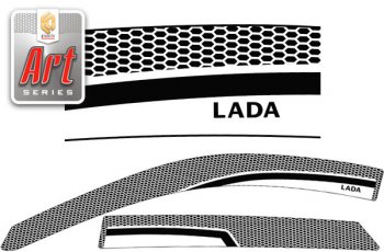 2 259 р. Ветровики дверей CA-Plastic  Лада Гранта  2190 седан (2011-2017) (Серия Art серебро, без хром. молдинга). Увеличить фотографию 1