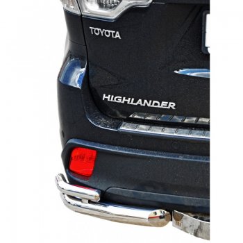 9 899 р. Защита заднего бампера ТехноСфера (Техно Сфера) (Сталь с покрытием, уголки двойные, 63.5 mm) Toyota Highlander XU50 дорестайлинг (2013-2017) (цвет: Серебристый). Увеличить фотографию 1