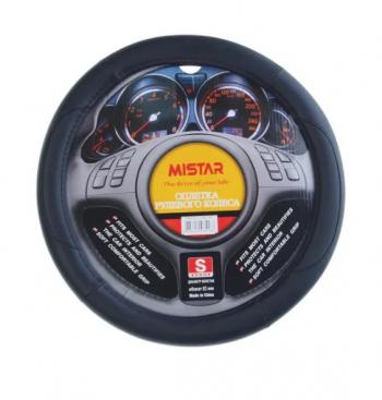 Оплётка руля (35-37см. (S), чёрная кожа) MISTAR Лада 2110 седан (1995-2007)