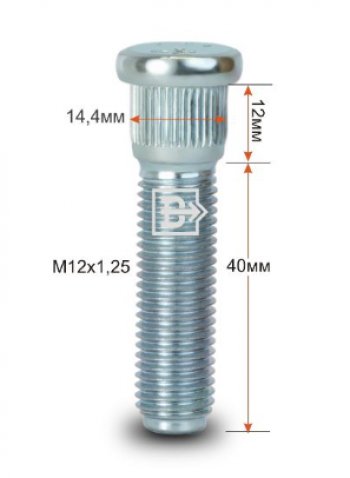 Забивная шпилька 40.0 мм ступицы колеса Вектор M12x1.25 x 40.0 Лада 2107 (1982-2012) 
