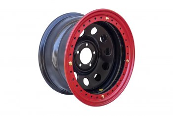 Штампованый диск OFF-ROAD Wheels (усиленный, с бедлоком) 8.0x16   (Цвет: черный-красный)