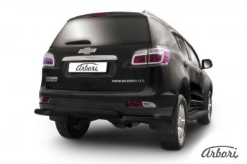 6 029 р. Защита заднего бампера Arbori (уголки, черная, d76 mm).  Chevrolet Trailblazer  GM800 (2012-2016). Увеличить фотографию 1