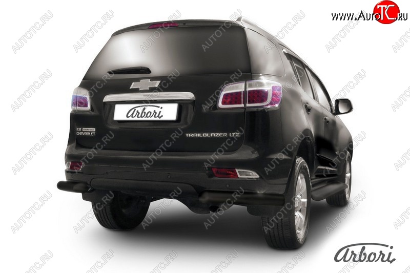 6 029 р. Защита заднего бампера Arbori (уголки, черная, d76 mm).  Chevrolet Trailblazer  GM800 (2012-2016)