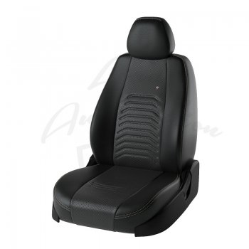 7 799 р. Чехлы для сидений Lord Autofashion Денвер (экокожа) Chevrolet Lacetti седан (2002-2013) (Чёрный, вставка чёрная). Увеличить фотографию 1