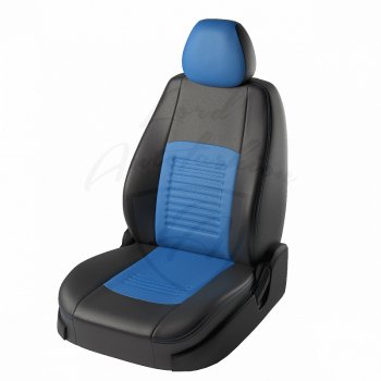 5 499 р. Чехлы для сидений Lord Autofashion Турин (экокожа) Chevrolet Lacetti седан (2002-2013) (Чёрный, вставка синий). Увеличить фотографию 1