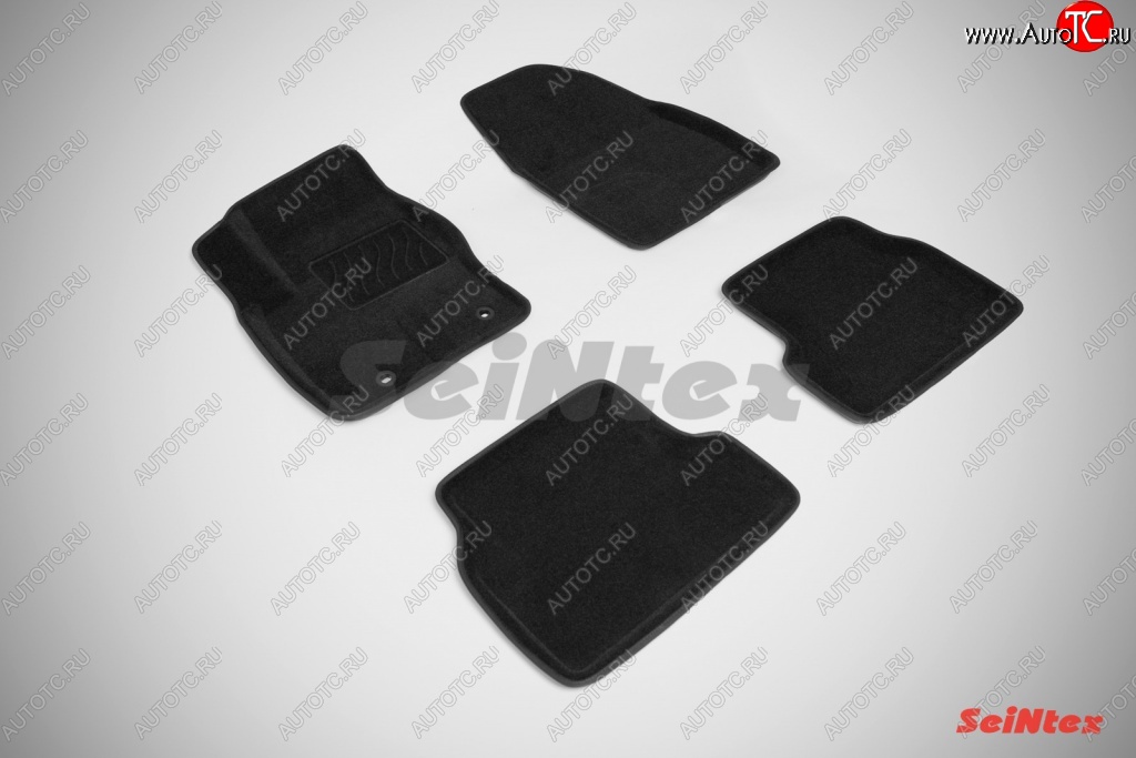 4 799 р. Износостойкие коврики в салон SeiNtex Premium 3D 4 шт. (ворсовые, черные)  Ford Focus  2 (2004-2011)