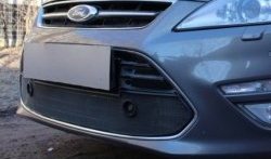 2 149 р. Защитная сетка на бампер (с парктрониками) Russtal (черная)  Ford Mondeo (2010-2014). Увеличить фотографию 1