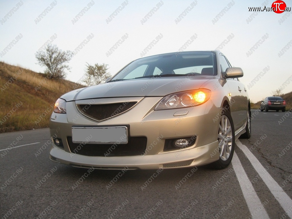 4 999 р. Накладка на передний бампер Style  Mazda 3/Axela  BK (2003-2006) (Неокрашенная)