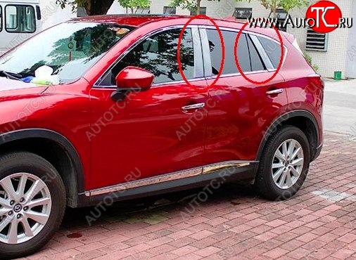 4 749 р. Накладки на центральные стойки дверей СТ  Mazda CX-5  KE (2011-2017) (Неокрашенные)