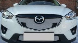 1 699 р. Сетка в решетку радиатора (с парктроником) Russtal Mazda CX-5 KE дорестайлинг (2011-2014) (хром). Увеличить фотографию 1