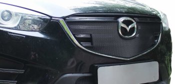 1 639 р. Защитная сетка на радиатор Russtal  Mazda CX-5  KE (2011-2014) (чёрная, без выреза под парктронник). Увеличить фотографию 1
