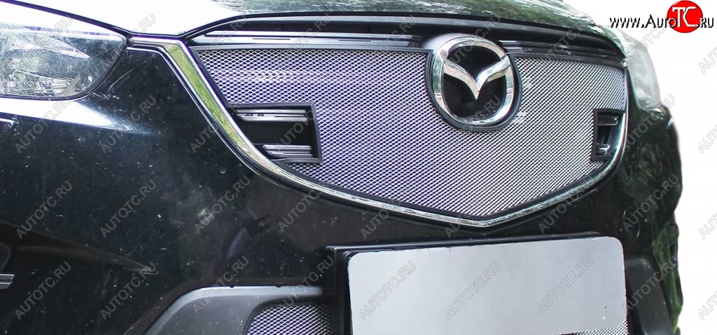 1 639 р. Защитная сетка радиатора Russtal  Mazda CX-5  KE (2011-2014) (Верхняя чёрная)
