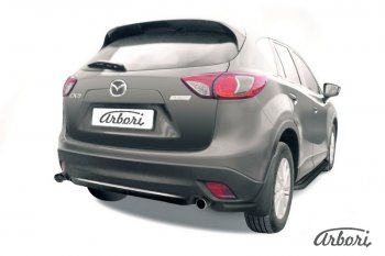 Защита заднего бампера Arbori (уголки, черная, 1 труба d57 mm). Mazda CX-5 KE дорестайлинг (2011-2014)