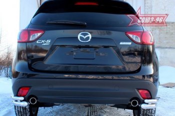17 954 р. Защита заднего бампера из двойных боковых уголков Souz (d60/42, черная)  Mazda CX-5  KE (2011-2017). Увеличить фотографию 2