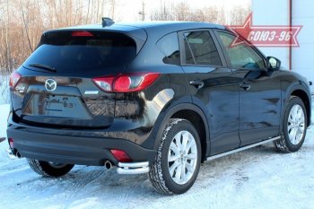 17 954 р. Защита заднего бампера из двойных боковых уголков Souz (d60/42, черная)  Mazda CX-5  KE (2011-2017). Увеличить фотографию 1