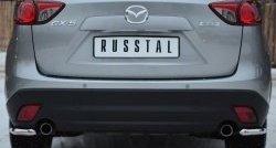 Защита заднего бампера (Ø63 мм уголки, нержавейка) Russtal Mazda CX-5 KE дорестайлинг (2011-2014)