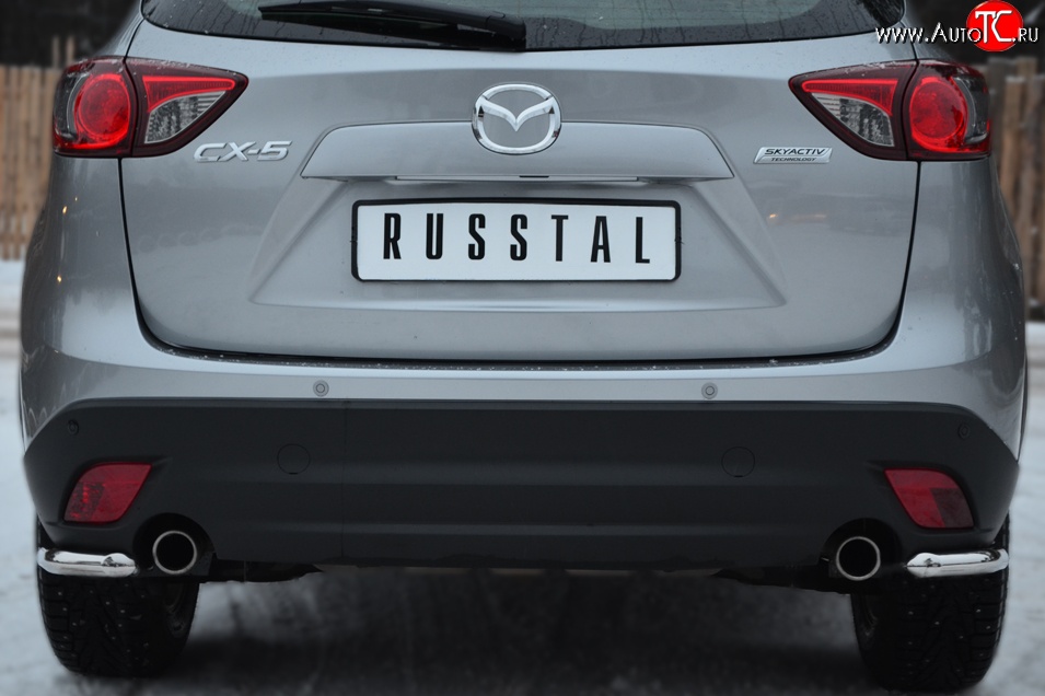 11 999 р. Защита заднего бампера (Ø63 мм уголки, нержавейка) Russtal  Mazda CX-5  KE (2011-2017)