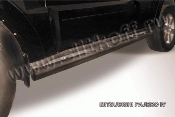 9 749 р. Защита порогов Slitkoff Mitsubishi Pajero Sport 2 PB дорестайлинг (2008-2013) (Цвет: серебристый). Увеличить фотографию 1
