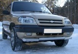 9 899 р. Защита переднего бампера (Ø63 мм ступень, нержавейка) Russtal  Chevrolet Niva  2123 (2002-2008), Лада 2123 (Нива Шевроле) (2002-2008). Увеличить фотографию 1