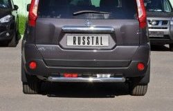 8 799 р. Защита заднего бампера (Ø63 мм, нержавейка) Russtal Nissan X-trail 2 T31 рестайлинг (2010-2015). Увеличить фотографию 1
