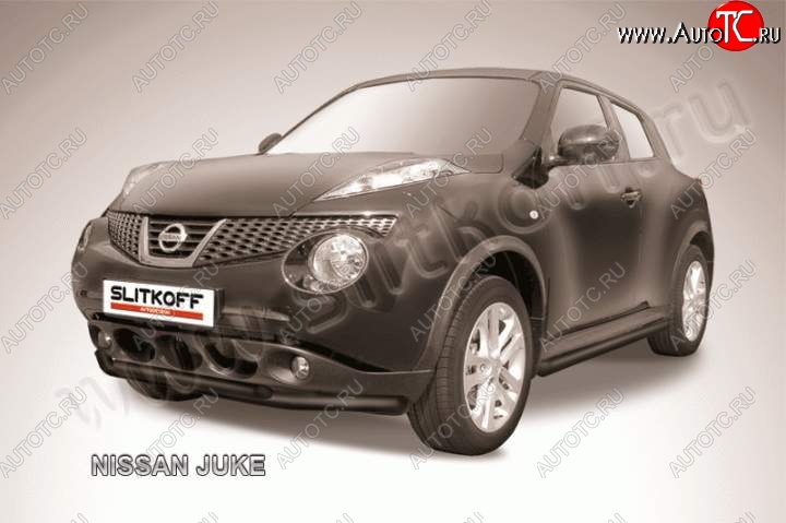 7 249 р. Защита переднего бампер Slitkoff  Nissan Juke  1 YF15 (2010-2020) (Цвет: серебристый)