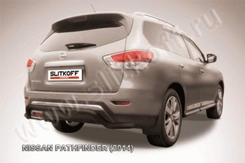 7 999 р. Защита задняя Slitkoff Nissan Pathfinder R52 дорестайлинг (2012-2017) (Цвет: серебристый). Увеличить фотографию 1