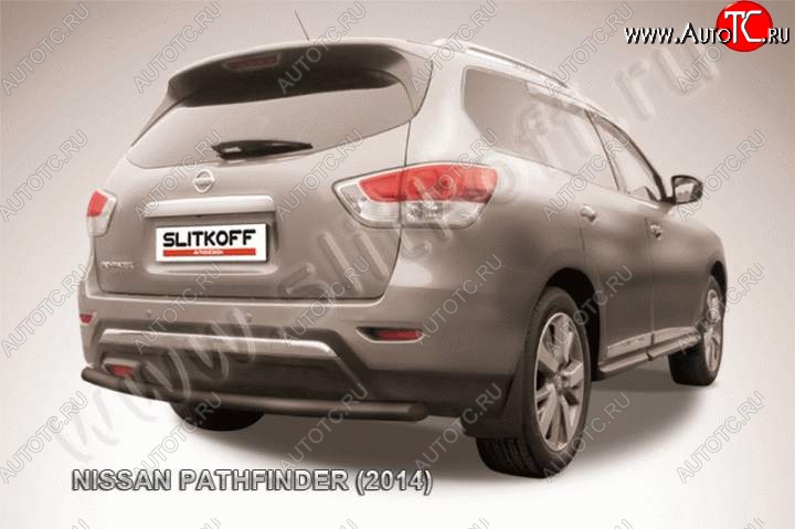 7 199 р. Защита задняя Slitkoff Nissan Pathfinder R52 дорестайлинг (2012-2017) (Цвет: серебристый)