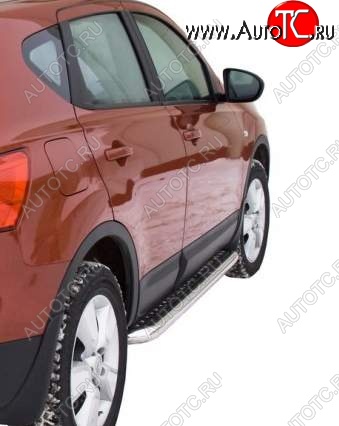 11 299 р. Защита порогов ТехноСфера (Техно Сфера) (Сталь с покрытием, с алюминиевым листом, d63.5 mm)  Nissan Qashqai  1 (2007-2013) (цвет: Серебристый)