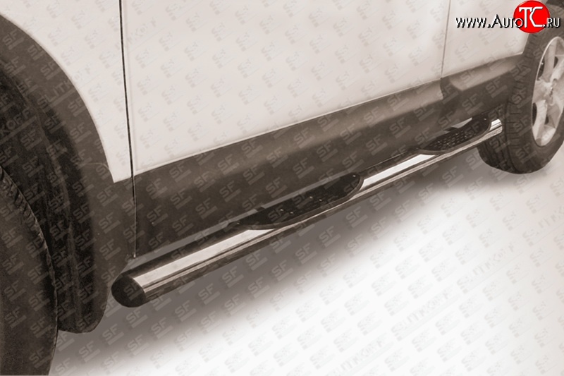 15 299 р. Защита порогов из трубы d76 мм с пластиковыми вставками для ног Slitkoff  Nissan Qashqai  1 (2010-2013) (Нержавейка, Полированная)