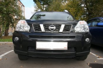 2 799 р. Защитная сетка решетки переднего бампера Arbori  Nissan X-trail  2 T31 (2007-2011) (Чёрная, 15 мм). Увеличить фотографию 2