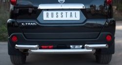 21 899 р. Защита заднего бампера (2 трубы Ø76, нержавейка) Russtal Nissan X-trail 2 T31 рестайлинг (2010-2015). Увеличить фотографию 1