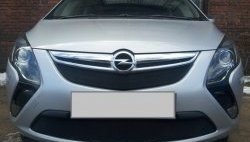 Нижняя сетка на бампер Russtal (черная) Opel (Опель) Zafira (Зафира)  С (2011-2016) С дорестайлинг