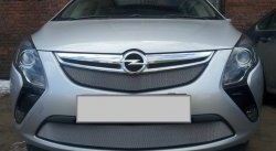 Нижняя сетка на бампер Russtal (хром) Opel (Опель) Zafira (Зафира)  С (2011-2016) С дорестайлинг