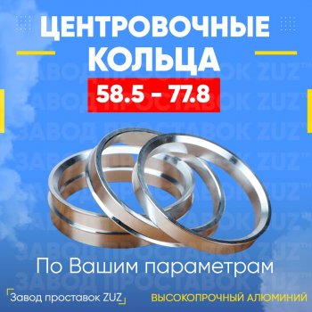 Алюминиевое центровочное кольцо (4 шт) ЗУЗ 58.5 x 77.8 Лада 2103 (1972-1984) 