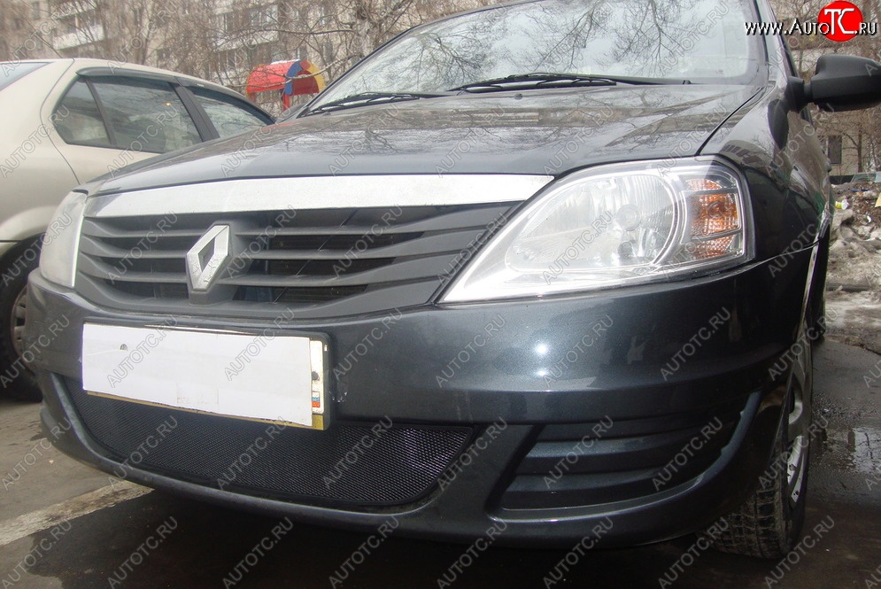 2 199 р. Защитная сетка на бампер Russtal (черная)  Renault Logan  1 (2004-2010)
