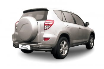Защита заднего бампера из двух боковых уголков (двойная, чёрная, диаметр 76+42 мм) Arbori Toyota RAV4 XA30 5 дв. 2-ой рестайлинг (2010-2013)