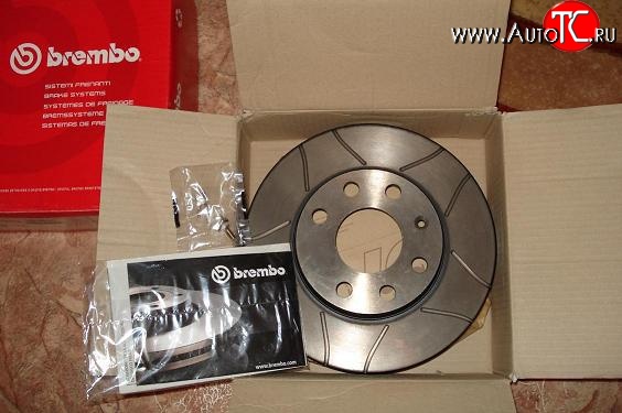4 999 р. Передний тормозной диск Brembo Max 14 с вентиляцией и проточками Лада 2110 седан (1995-2007)
