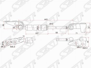 1 339 р. Правый газовый упор крышки багажника SAT  Toyota Ipsum  ACM20 (2001-2003). Увеличить фотографию 1