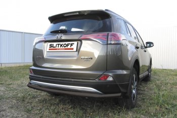 Защита заднего бампера Slitkoff (Ø57 мм, длинная) Toyota (Тойота) RAV4 (рав)  XA40 (2015-2019) XA40 5 дв. рестайлинг
