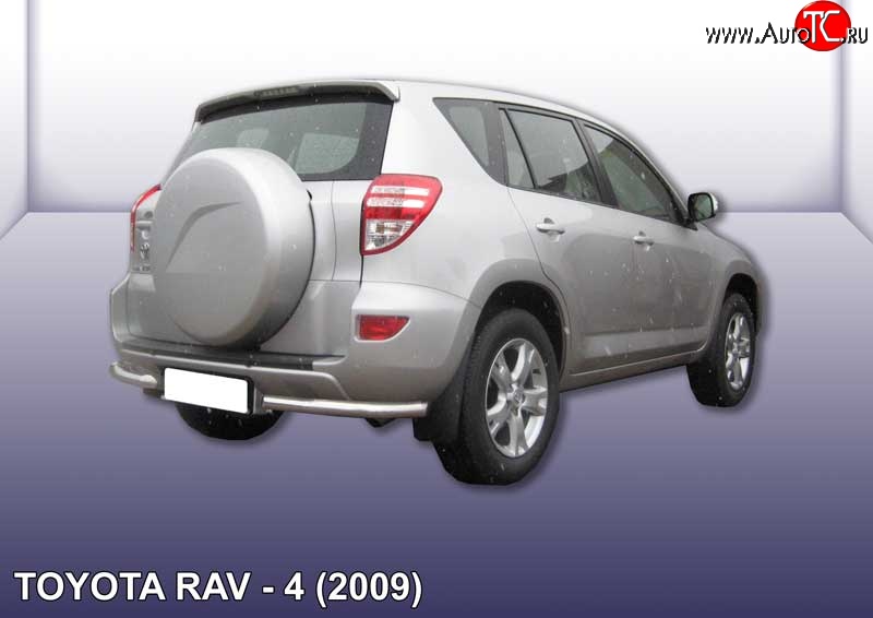 6 449 р. Защита заднего бампера из двух боковых уголков диаметром 57 мм Slitkoff  Toyota RAV4  XA30 (2008-2010) (Цвет: нержавеющая полированная сталь)