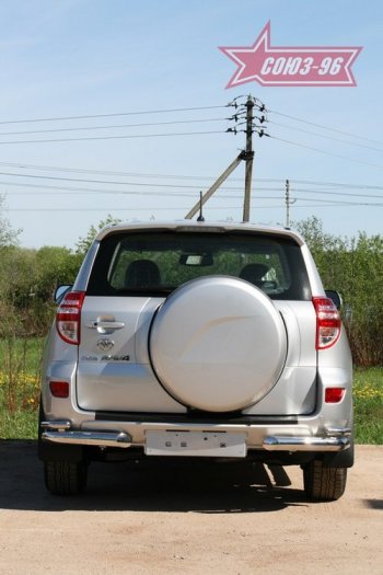 15 524 р. Защита заднего бампера из двойных боковых уголков Souz-96 (d76/42, черная) Toyota RAV4 XA30 5 дв. 2-ой рестайлинг (2010-2013). Увеличить фотографию 1