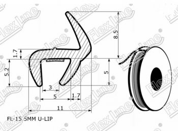 187 р. Универсальный уплотнитель FlexLine (15.5 mm U-LIP, клеевая основа) Hyundai Grandeur (2006-2011). Увеличить фотографию 3